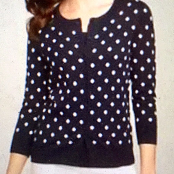Talbots Sweaters - TALBOTS POLKA DOT BLACK CARDIGAN with 3/4 SLEEVES